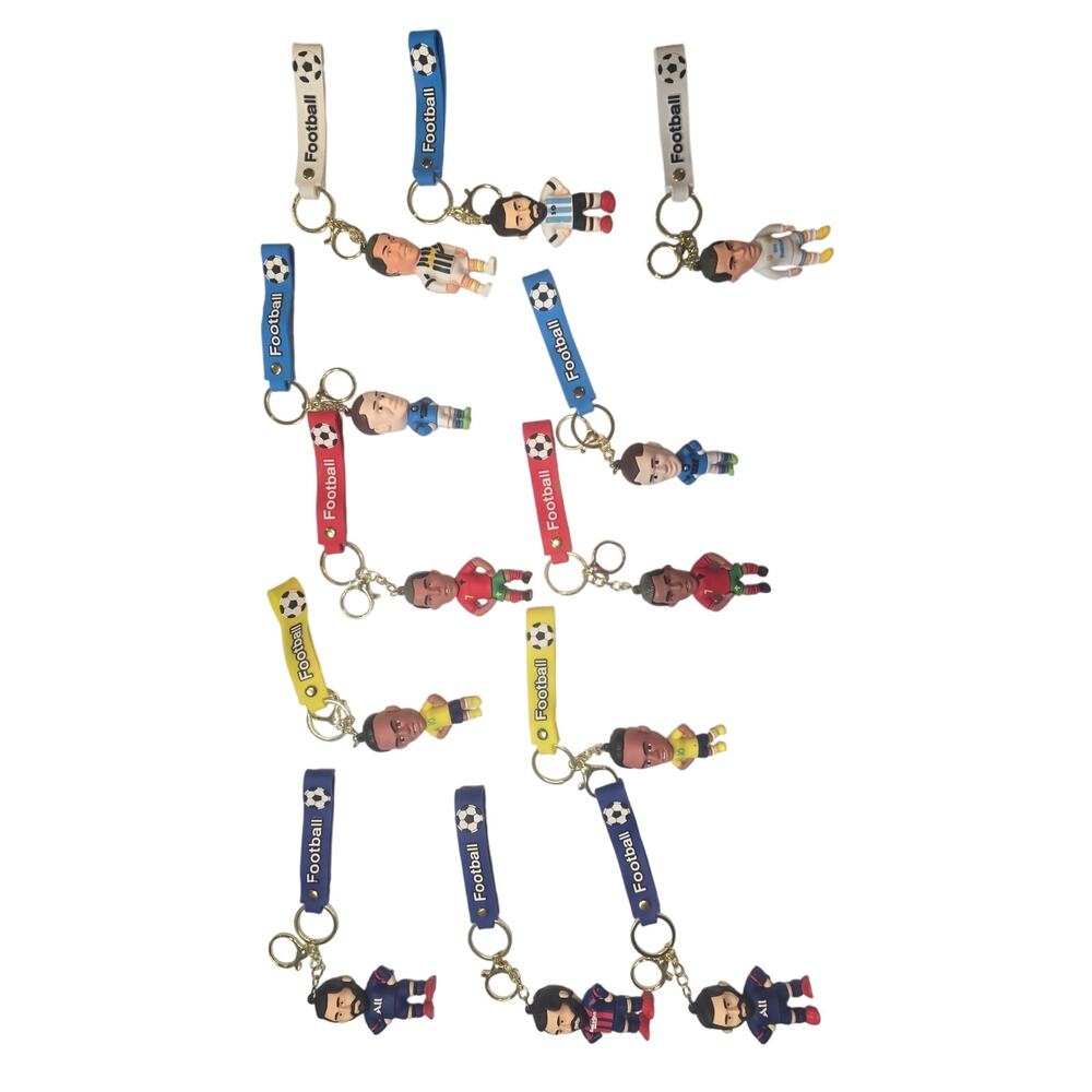 Brazil Soccer Player Keychain Football Silicone Strap Bag Charm